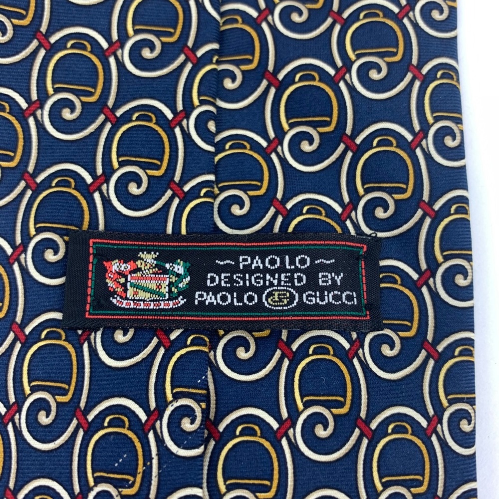 Paolo Gucci Silk Tie, blue, gold, red Accents